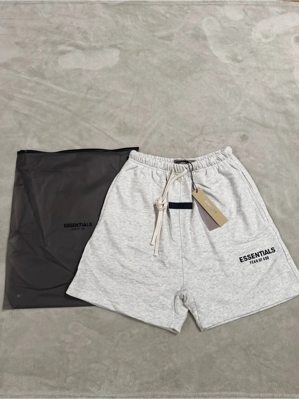 Essentials Light Gray Logo Athletic Shorts